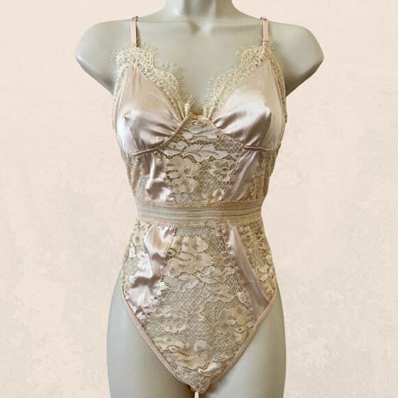 Blush Satin & Lace BodySuit - Picture 3 of 5